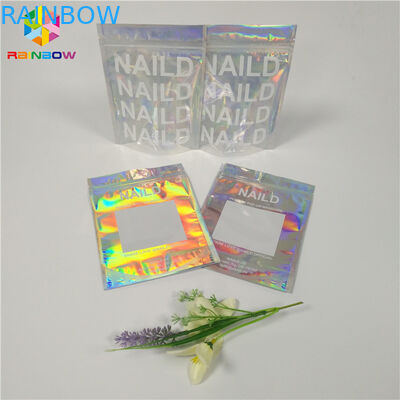Heat Seal Cosmetic Packaging Bag Clear Hologram Mylar k Flat Plastic Material