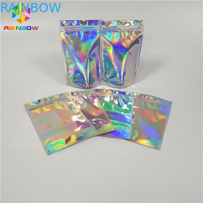 Resealable Cosmetic Packaging Bag Foil Hologram Mylar k Pouch With Easy Tear