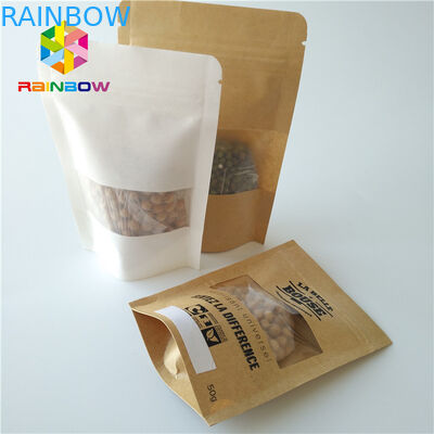 Stand Up Snack Food Packaging Bags Zip Lock Clear Plastic Pouch Transparent With Window