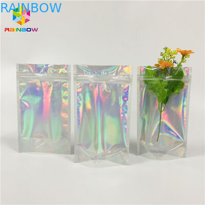 Mylar Aluminum Foil Stand Up Pouch Foil Hologram Packaging Bag For Cosmetics