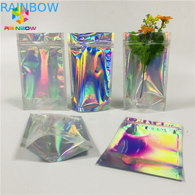 Mylar Aluminum Foil Stand Up Pouch Foil Hologram Packaging Bag For Cosmetics