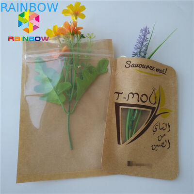 Brown Kraft Paper Bag Packaging Filter Coffee Powder Bags Matt Surface With Window
