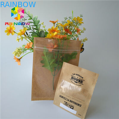 Brown Kraft Paper Bag Packaging Filter Coffee Powder Bags Matt Surface With Window