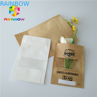 Brown Kraft Paper Bag Packaging Filter Coffee Powder Bags Matt Surface With Window