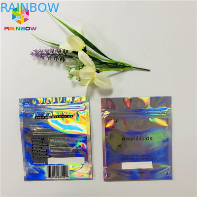 Custom Cosmetic Packaging Bag Plastic Hologram Mylar Zipper With Clear Window
