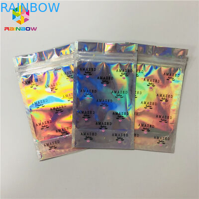 Front Clear Mylar k Heat Seal Bags Flat Plastic Hologram Packaging Pouches