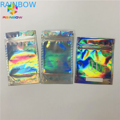 Front Clear Mylar k Heat Seal Bags Flat Plastic Hologram Packaging Pouches