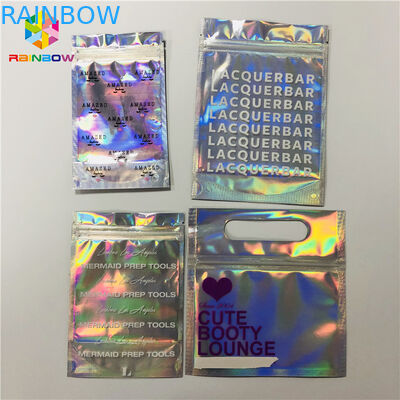 Zipper Plastic Mylar Foil Cosmetic Packaging Bag Hologram Laser Holographic Stand Up Type