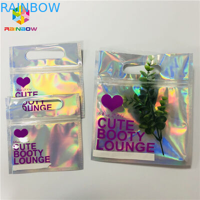 Zipper Plastic Mylar Foil Cosmetic Packaging Bag Hologram Laser Holographic Stand Up Type