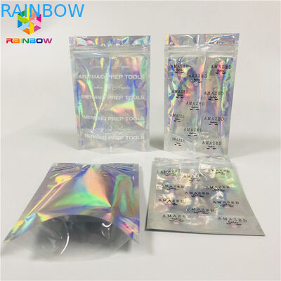 Clear Window Cosmetic Packaging Bag Customized Printing Plastic Hologram Mylar Pouch