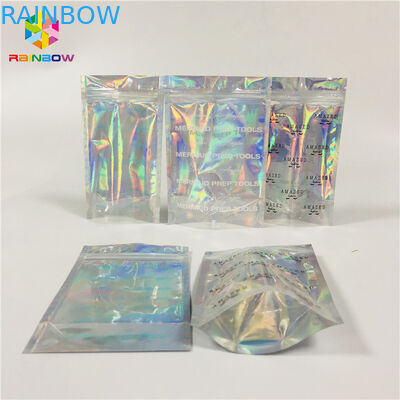 Clear Window Cosmetic Packaging Bag Customized Printing Plastic Hologram Mylar Pouch