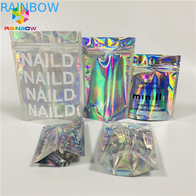 Foil Laminated Cosmetic Packaging Bag Laser Custom Hologram Mylar Zipper Lock