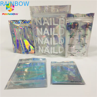 Foil Laminated Cosmetic Packaging Bag Laser Custom Hologram Mylar Zipper Lock