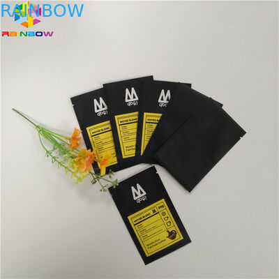 Small Black Color Stand Up Zipper Pouch Three Side Sealed Aluminum Mylar Foil