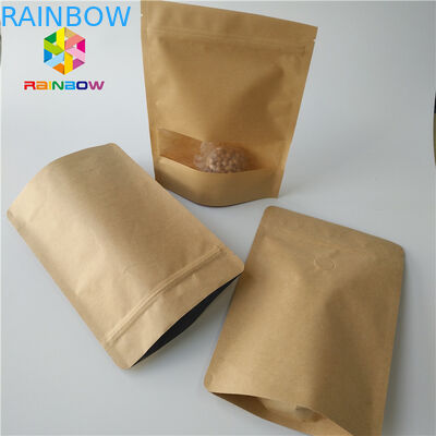 Brown Kraft Paper Heat Seal Packaging Bags Customized Size For Cookie / Coffee Beans
