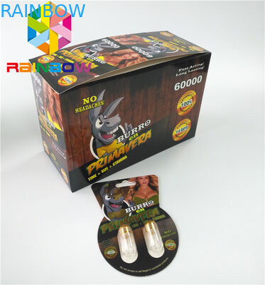 Glossy Blister Card Packaging Custom Sex Enhancement Pills Burro2 60000 Paper Card