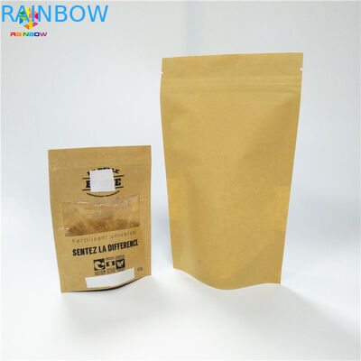 Custom Printing Tea Snack Bag Packaging Kraft Paper Organic Doypack With Window