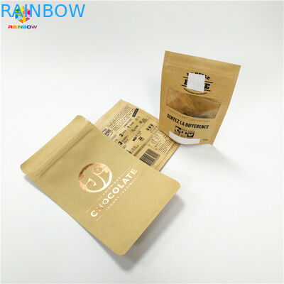 Custom Printing Tea Snack Bag Packaging Kraft Paper Organic Doypack With Window