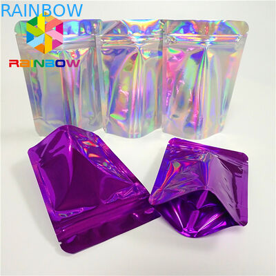 Cosmetic Glitter Powder Snack Food Packaging Bags Shiny Holographic Hologram Mylar Pouch