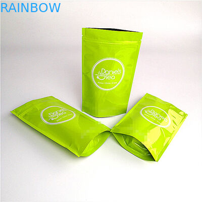 Custom Printed Recyclable Kraft Paper Bag Green Tea Packaging SGS / FDA Approval