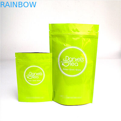 Custom Printed Recyclable Kraft Paper Bag Green Tea Packaging SGS / FDA Approval