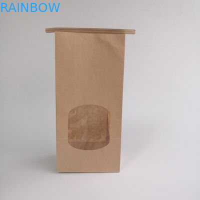 Tin Tie Brown Side Gusset Customized Paper Bags Greaseproof Durable With Window