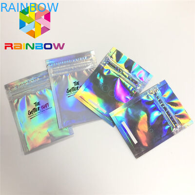 Plastic Stand Up Coffee Pouches Laser Holographic Effect Bags Ziplcok For Clothes Cosmetics