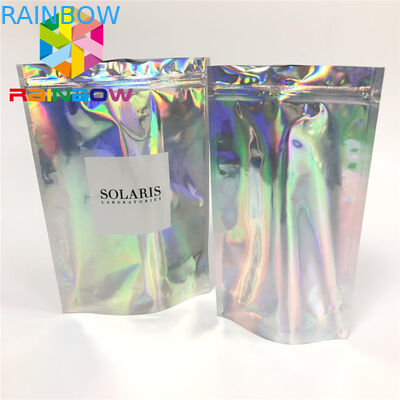 Heat Seal Surface Plastic Pouches Packaging Hologram Effect Bags With Window
