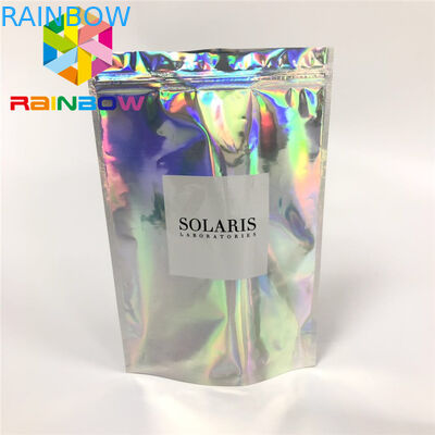 Heat Seal Surface Plastic Pouches Packaging Hologram Effect Bags With Window