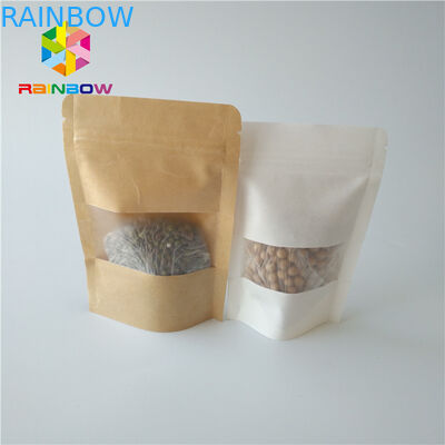 Stand Up Pouches Paper Box Packaging Food Grade With Clear Rectangular / Oval Window