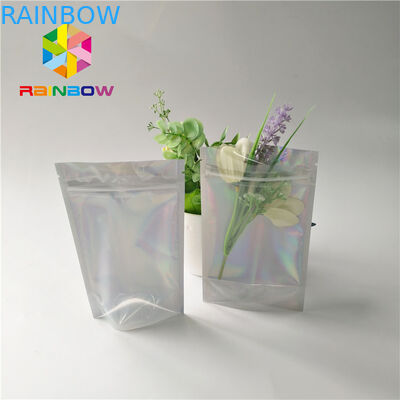 Custom Printing Plastic Cosmetic Bags Three Side Seal Hologram Laser Wateproof Pouch