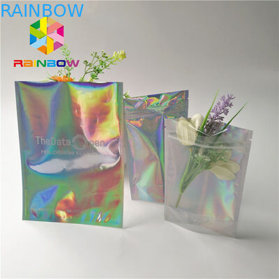 Custom Printing Plastic Cosmetic Bags Three Side Seal Hologram Laser Wateproof Pouch