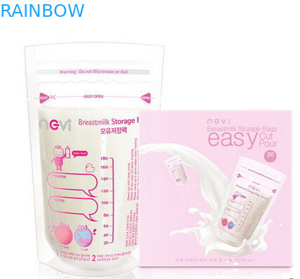 Double Stand Up Zipper Pouch , Heat Seal Packaging Bags Breast Milk Storage