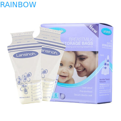 Double Stand Up Zipper Pouch , Heat Seal Packaging Bags Breast Milk Storage