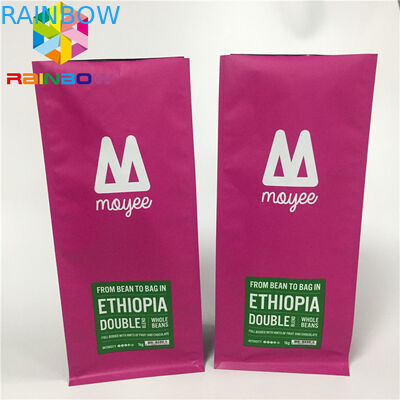 Aluminum Foil Pouch Packaging , Stand Up Coffee Bags Flat Bottom With Valve