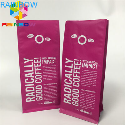 Aluminum Foil Pouch Packaging , Stand Up Coffee Bags Flat Bottom With Valve