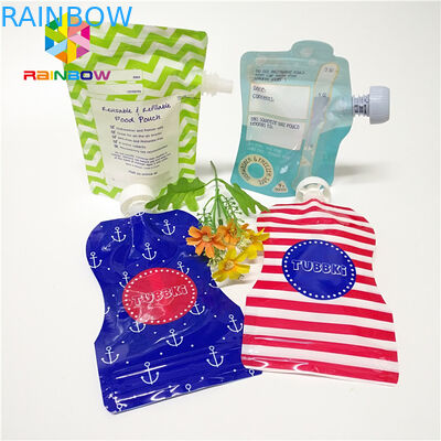Plastic Beverage Liquid Spout Bags , Fruit Juice Drink Stand Up Pouches With Cap