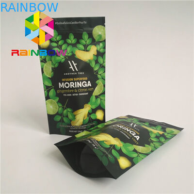 Laminated Material Stand Up Pouch Bags Moringa Leaf Powder Packaging With Zipper