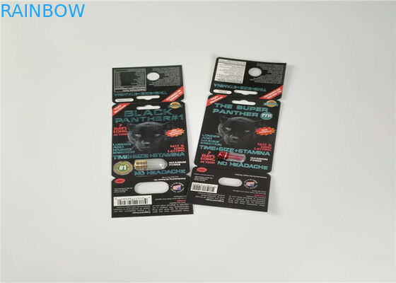 PP PET Material Plastic Blister Packaging Paper Sex Pill Card With Gold Rhino Container Bullet