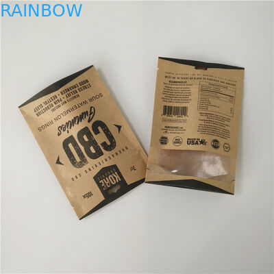Resealable Plastic Pouches Packaging CBD Eco Friendly Kraft Paper Bags Aluminum Foil Inside