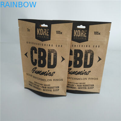 Resealable Plastic Pouches Packaging CBD Eco Friendly Kraft Paper Bags Aluminum Foil Inside