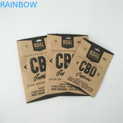 Resealable Plastic Pouches Packaging CBD Eco Friendly Kraft Paper Bags Aluminum Foil Inside