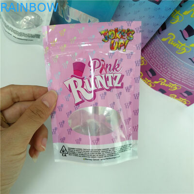 Food Weed Plastic Pouches Packaging Custom Printed Stand Up Pink Runts Bags Heat Seal