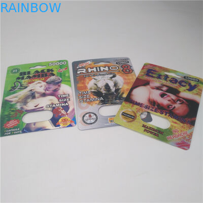 Rhino 25 3D Plastic Cards Plastic Medicine Bottles Capsule Blister Packaging For Male Sex Enhancement Pills