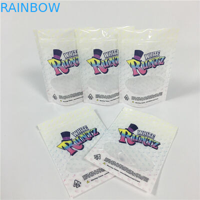 White Runtz Smell Proof Stand Up Pouch Weed Bags Packaging Mylar Doypack Bags
