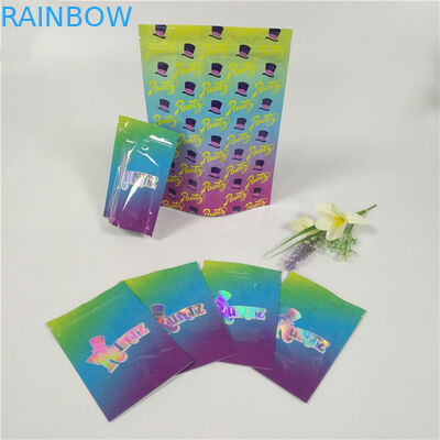 Plastic Hologram Shiny Resealable Stand Up Pouches k Runtz Bags Smell Proof