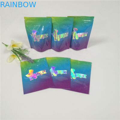 Plastic Hologram Shiny Resealable Stand Up Pouches k Runtz Bags Smell Proof