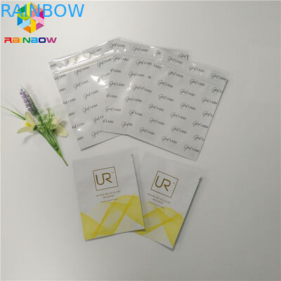 Biodegradable Plastic Foil Bags Three Side Sealed Facial Mask Packaging For Cosmetic