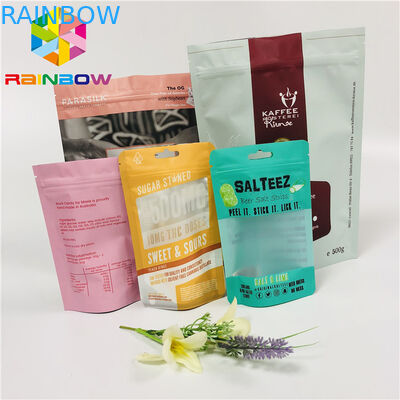 Matte Tea Bags Packaging Stand Up Aluminum Foil Bag With Zipper / Tearing Notch