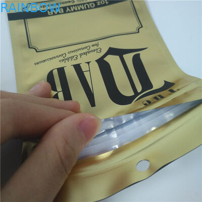 Custom Printed Stand Up Pouch Packaging Glossy Surface Finish Cbd With Window